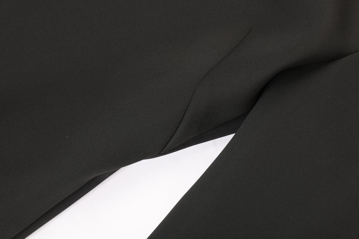 Noir Crêpe Cuir Trim Dress