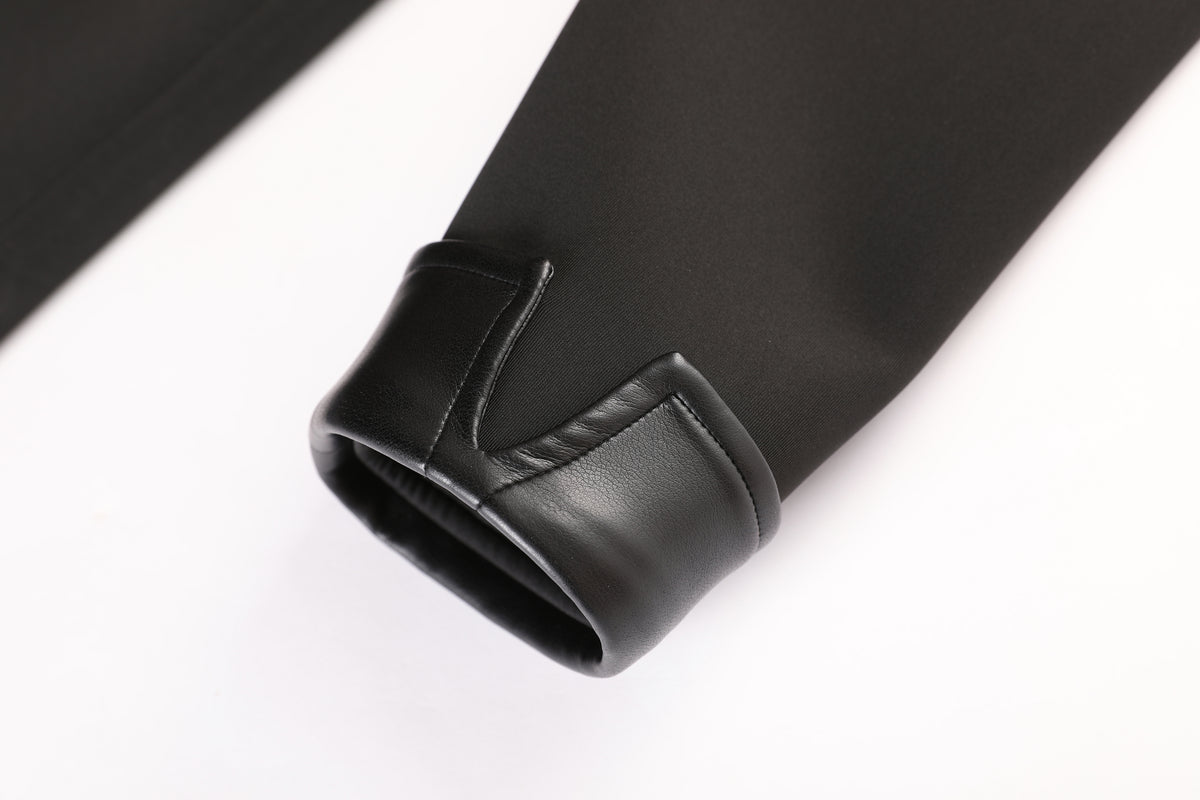 Noir Crêpe Cuir Trim Dress