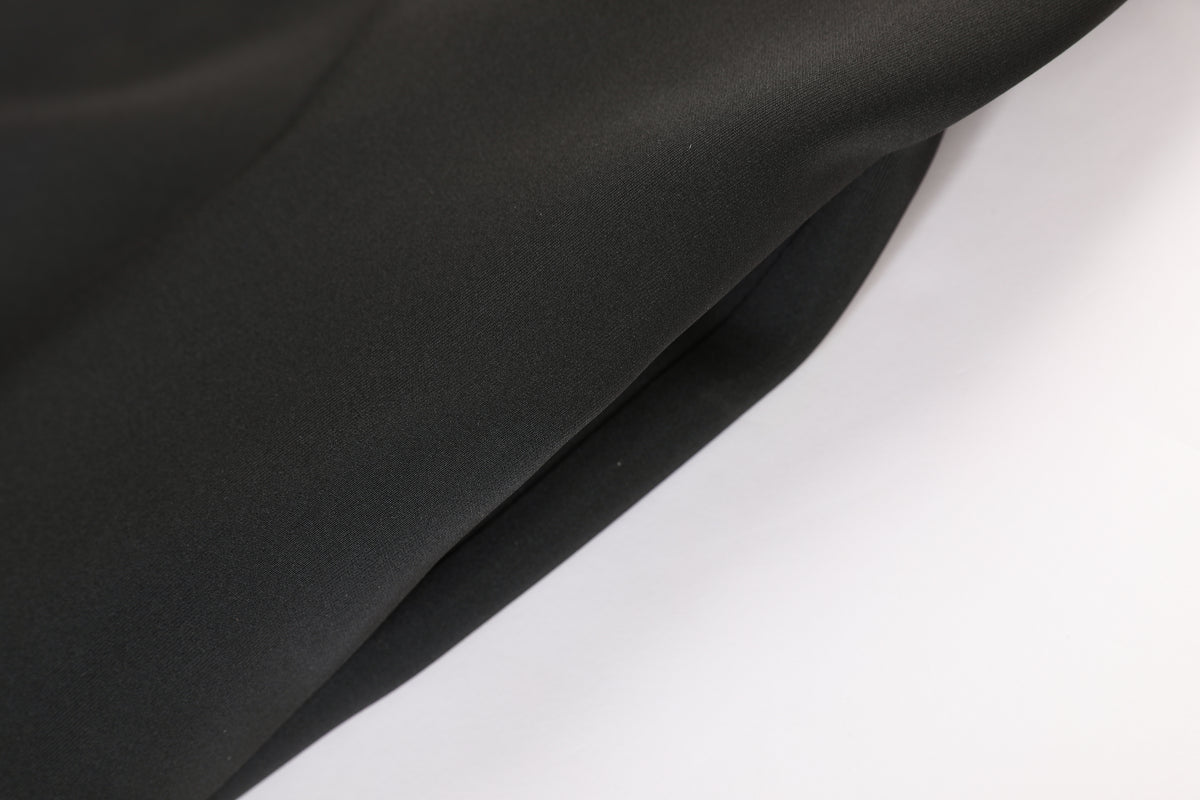 Noir Crêpe Cuir Trim Dress