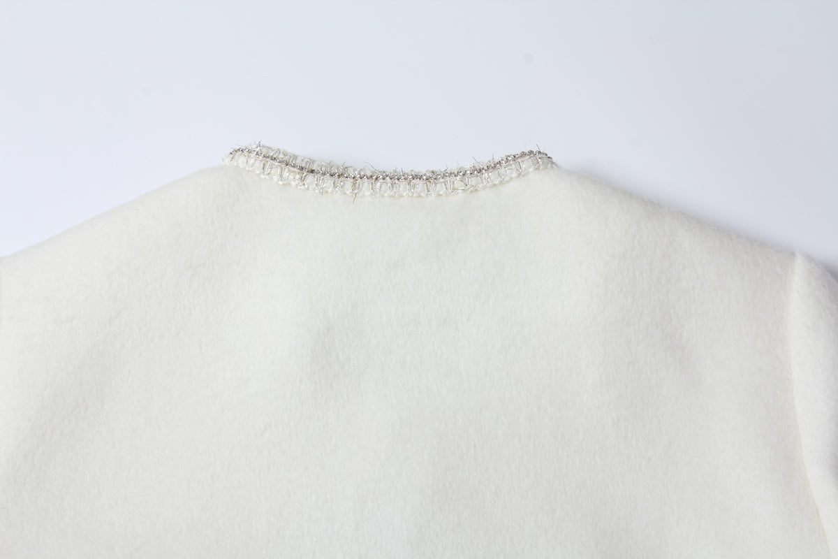 Éclat Fleurie Veste Brodé Blanc