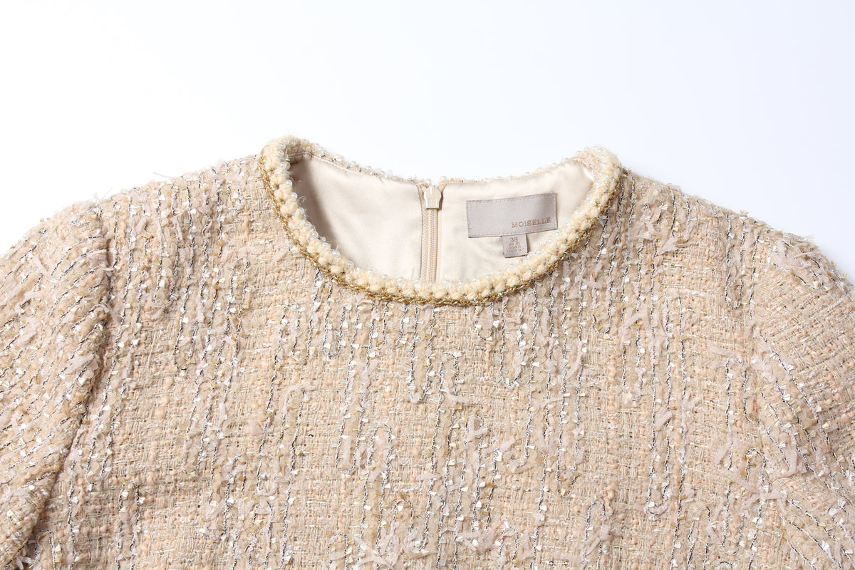 Champagne Bijou Tweed Dress