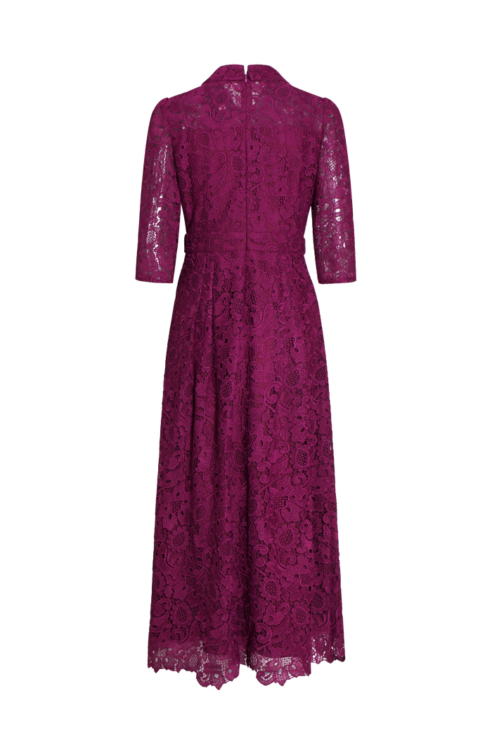 Magenta Dentelle Pleated Dress