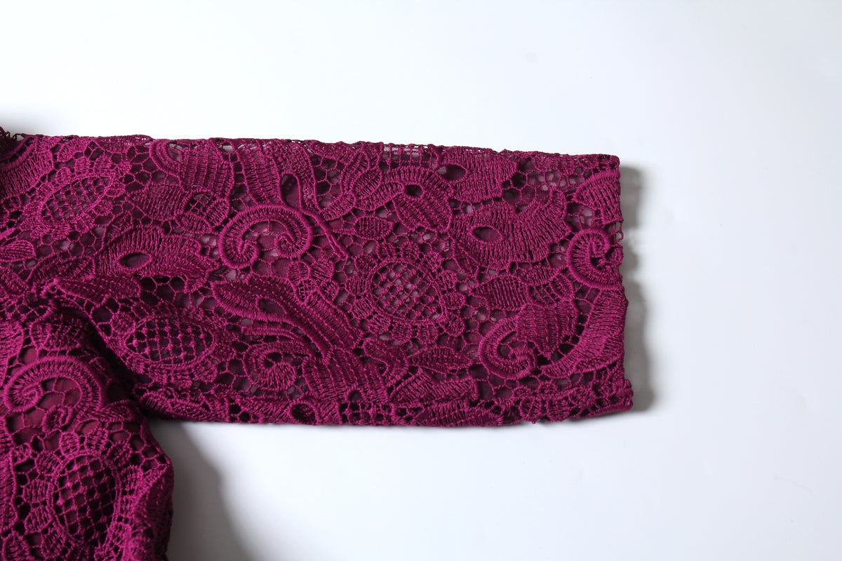 Magenta Dentelle Pleated Dress