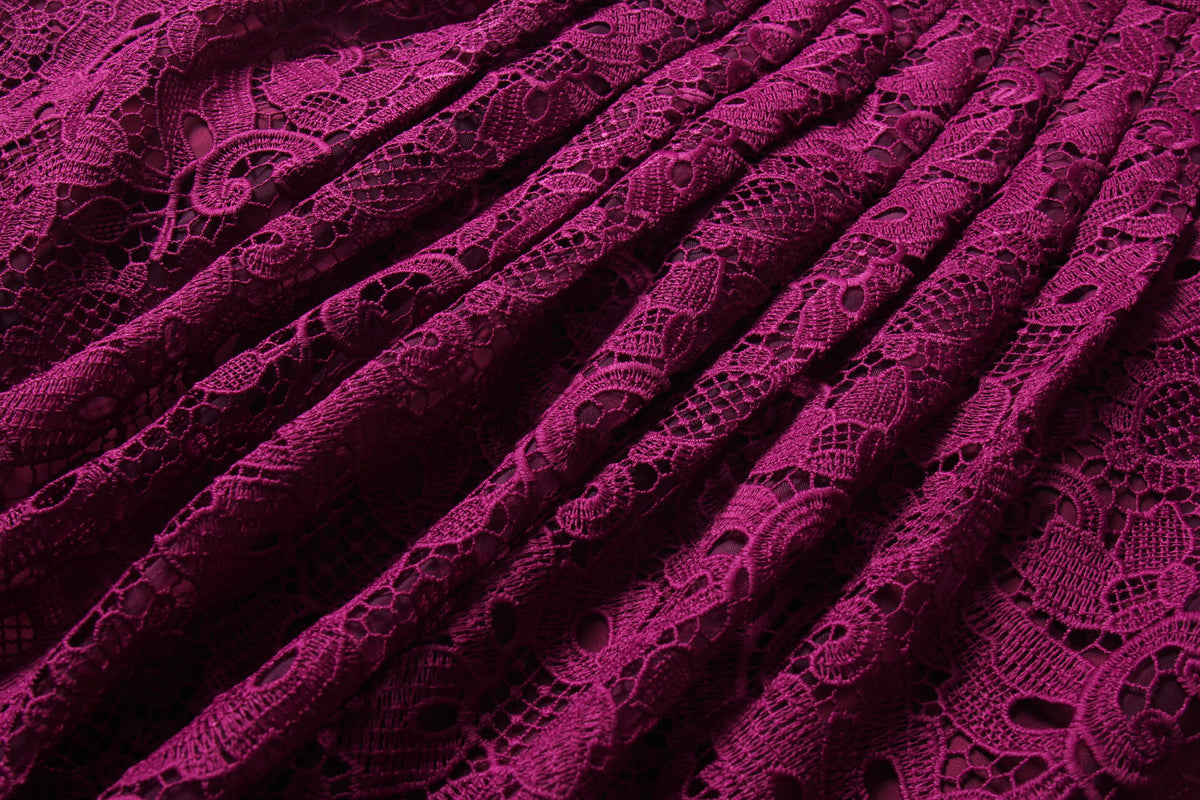Magenta Dentelle Pleated Dress