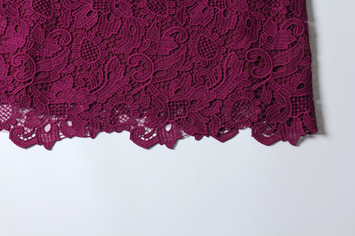 Magenta Dentelle Pleated Dress
