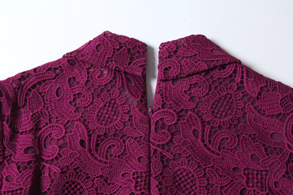 Magenta Dentelle Pleated Dress