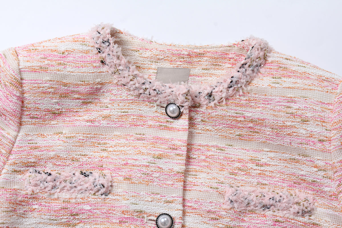 Baby Pink Weave Tweed Jacket