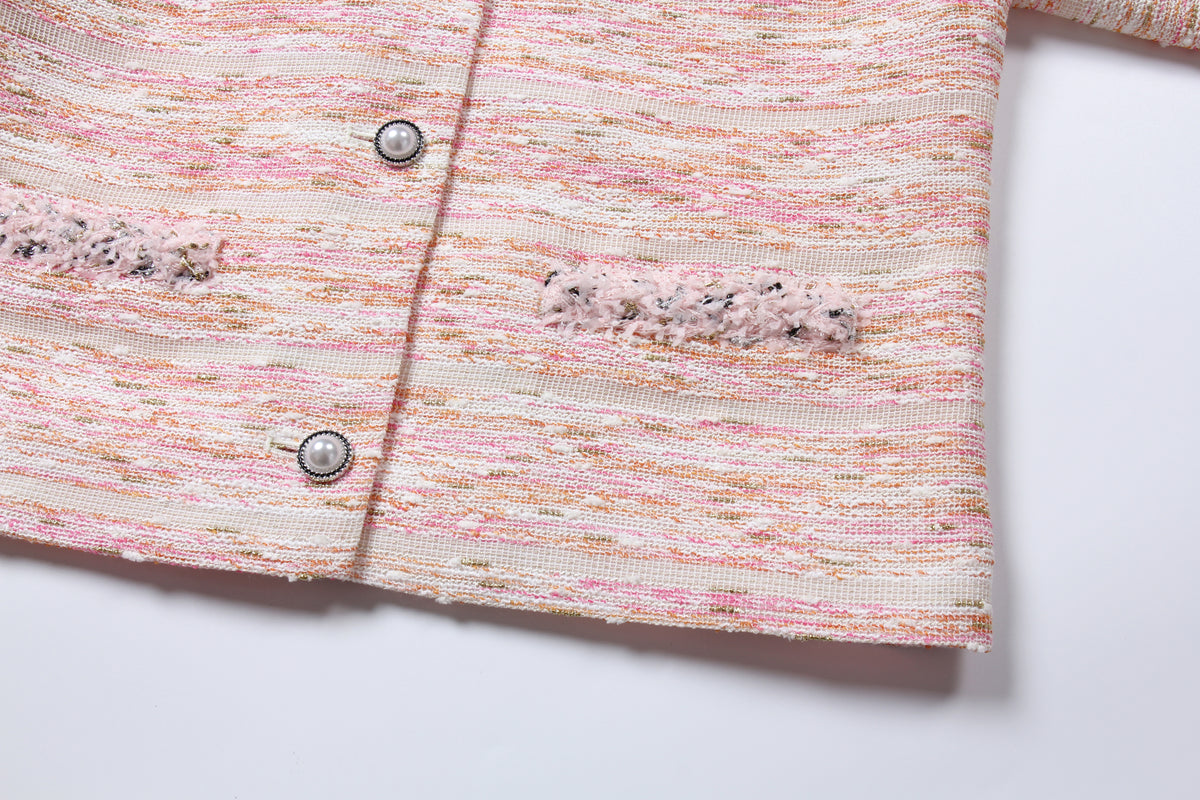 Baby Pink Weave Tweed Jacket