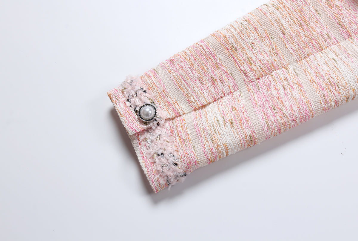 Baby Pink Weave Tweed Jacket