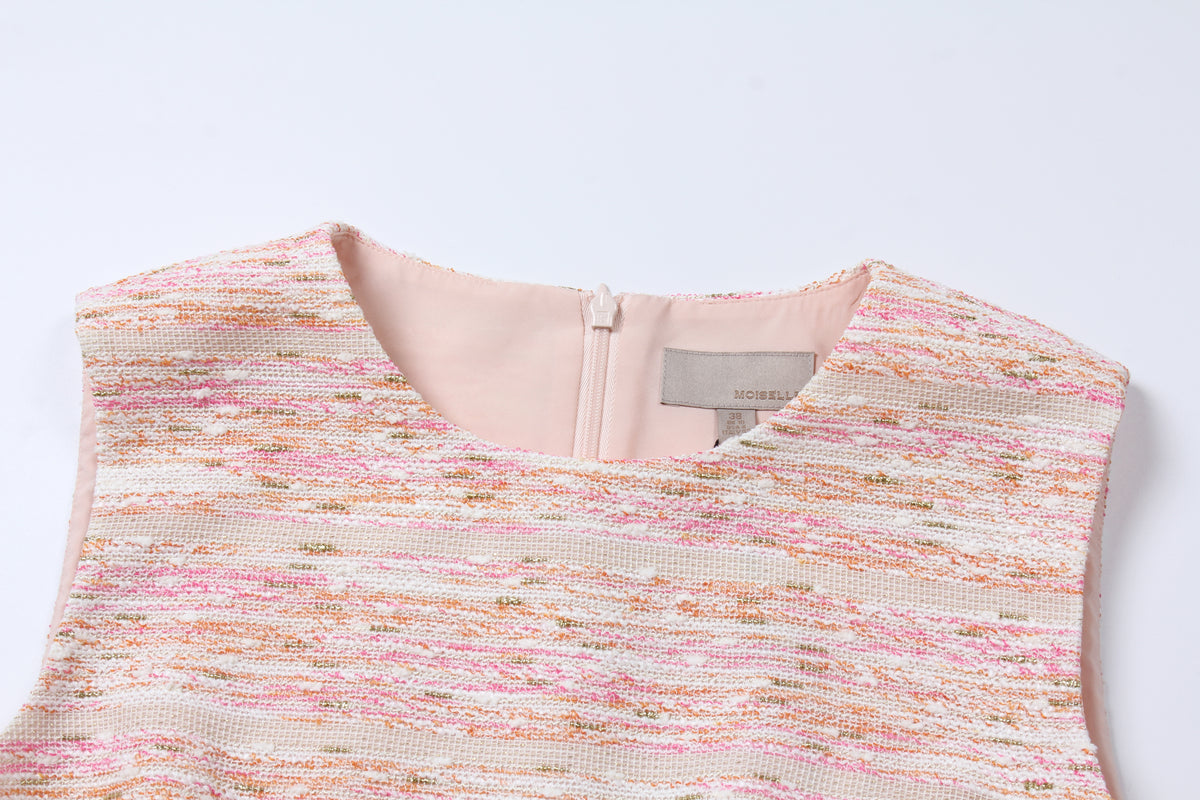 Baby Pink Weave Tweed Dress