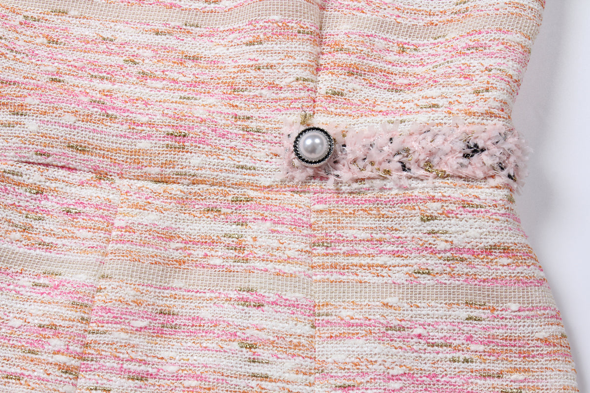 Baby Pink Weave Tweed Dress