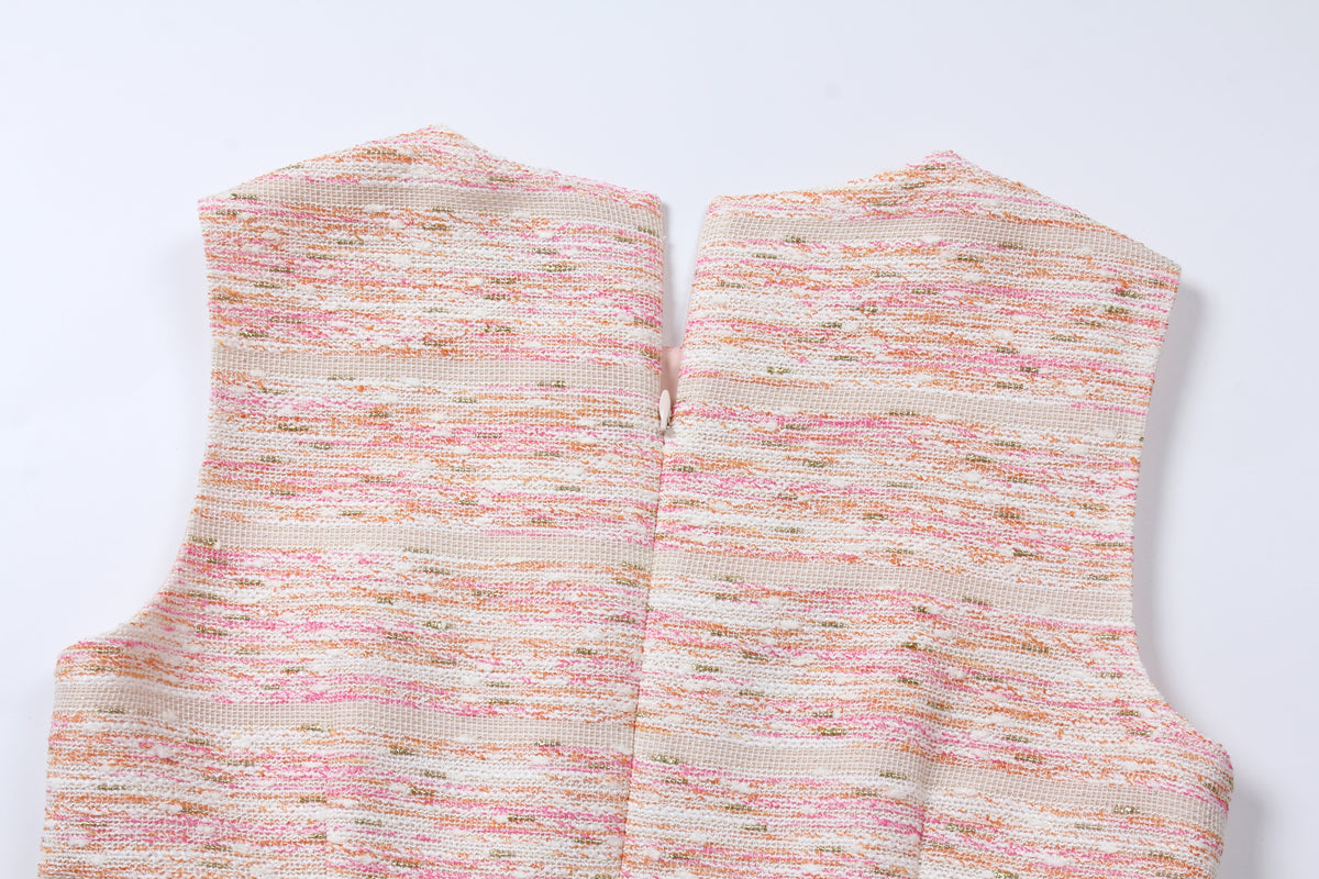 Baby Pink Weave Tweed Dress