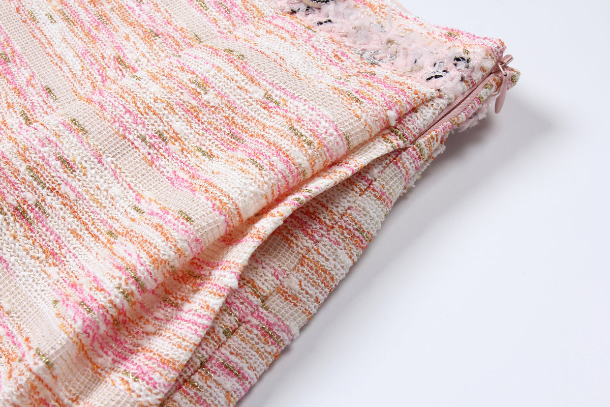 Baby Pink Weave Pleated Skirt
