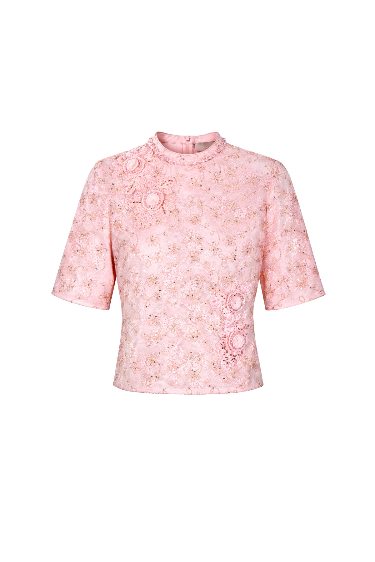 Blush Peony Lace Embellished Blouse