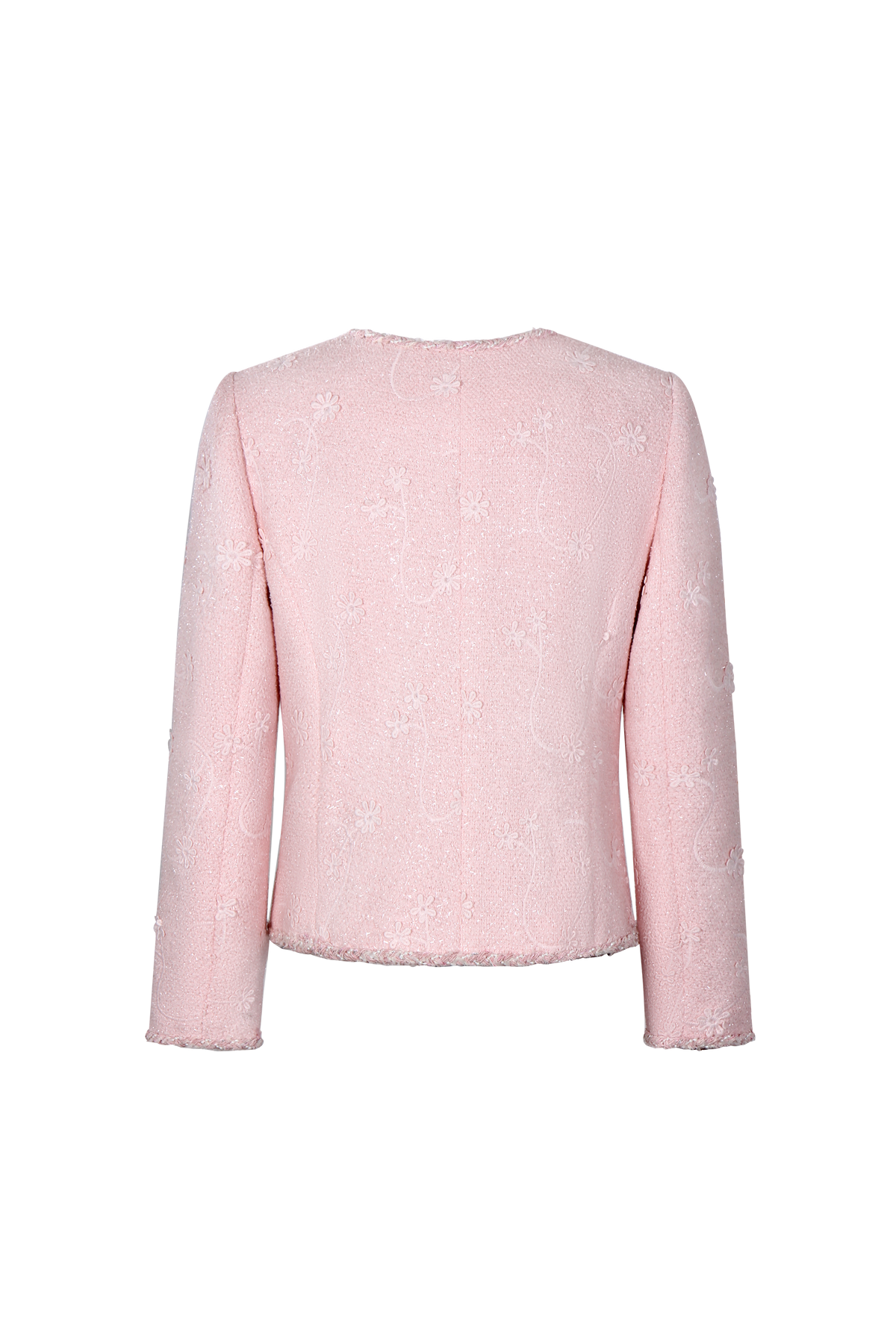 Blush Elegance Embroidered Tweed Jacket
