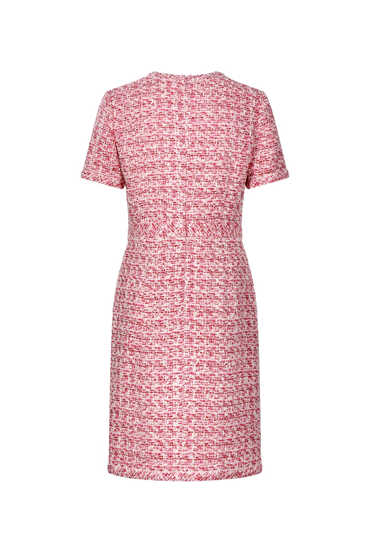 Crimson Weave Pocket Tweed Dress