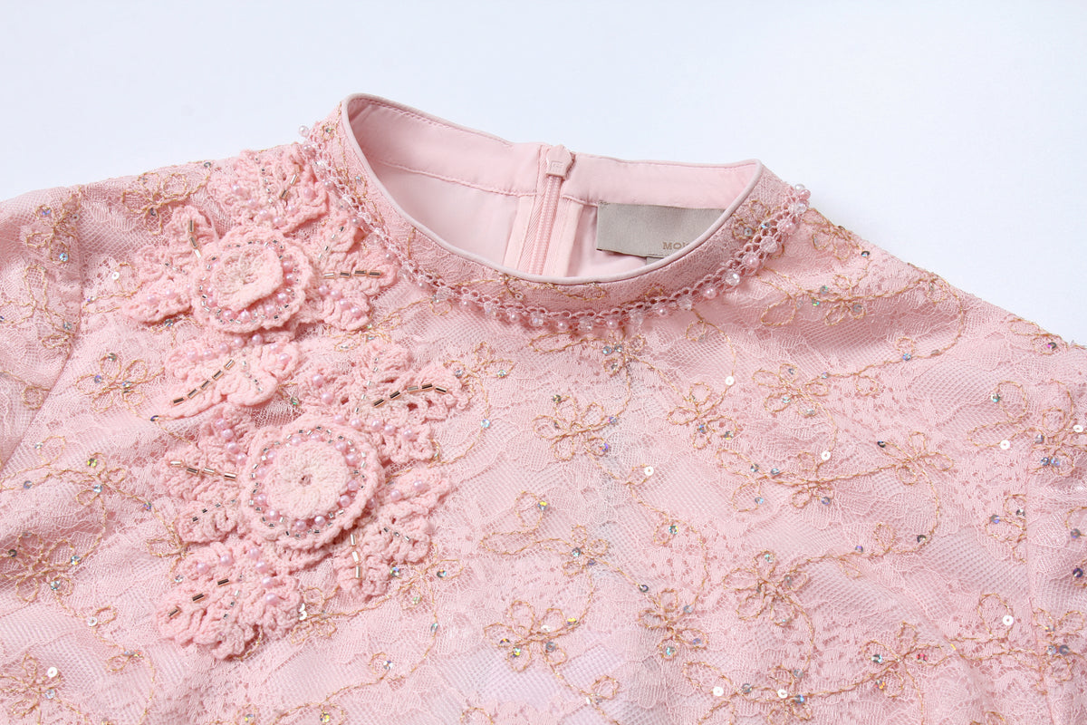 Blush Peony Lace Embellished Blouse