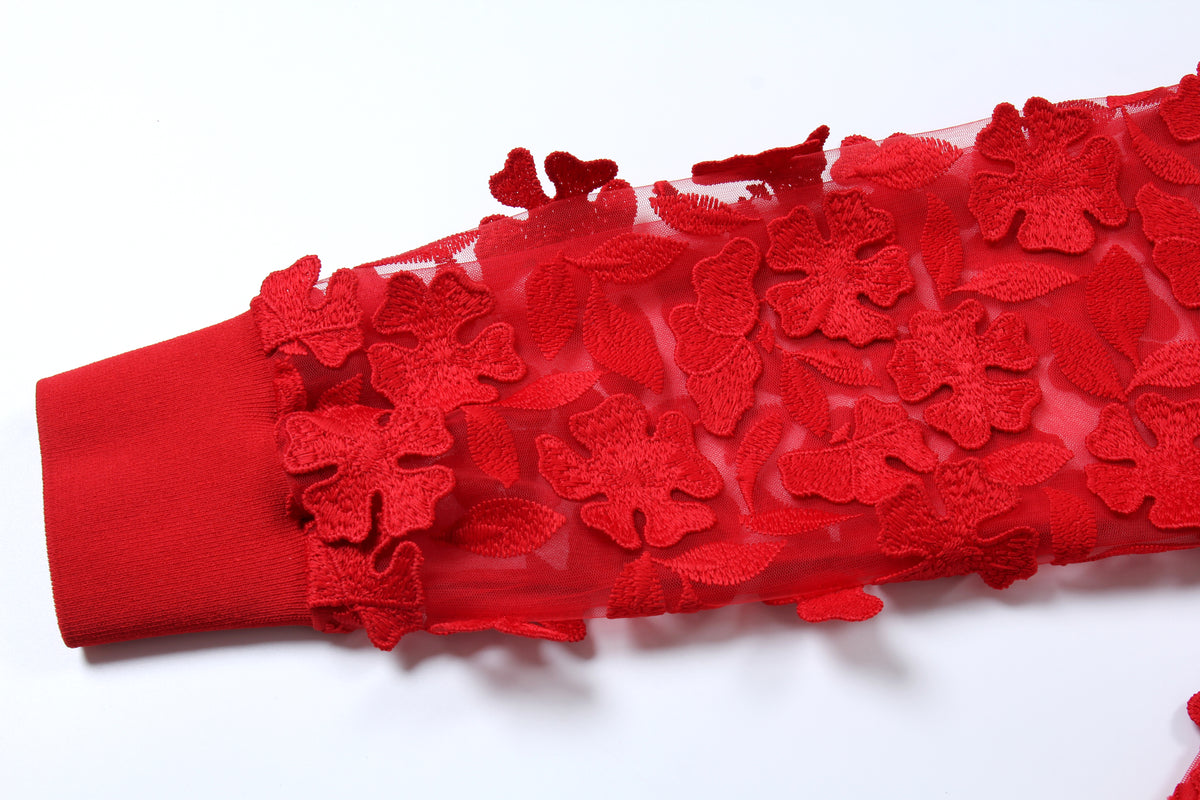 Scarlet Bloom Embellished Top