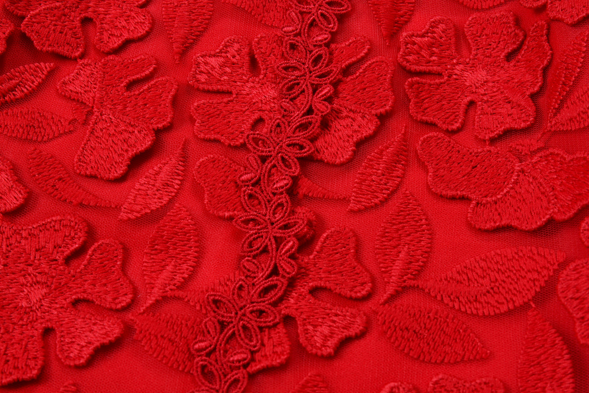 Scarlet Bloom Embellished Top