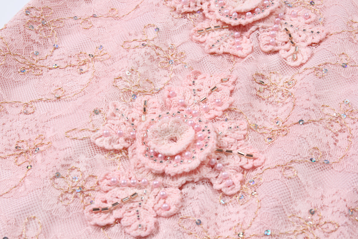 Blush Peony Lace Embellished Skirt