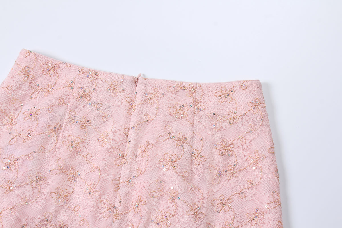 Blush Peony Lace Embellished Skirt