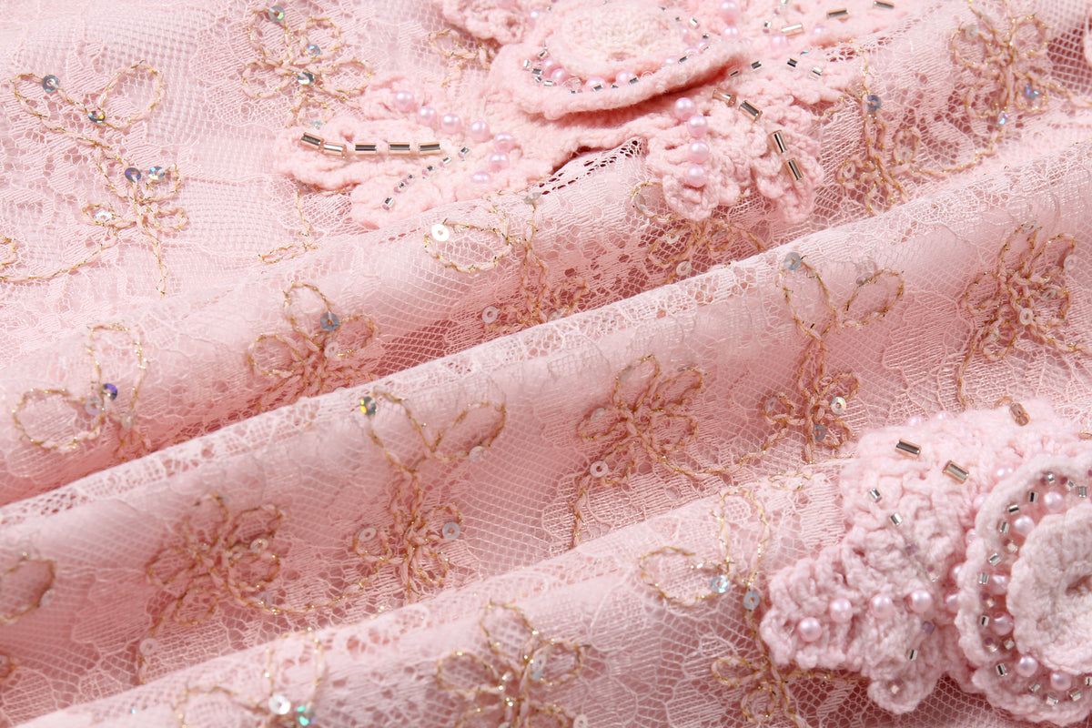 Blush Peony Lace Embellished Skirt
