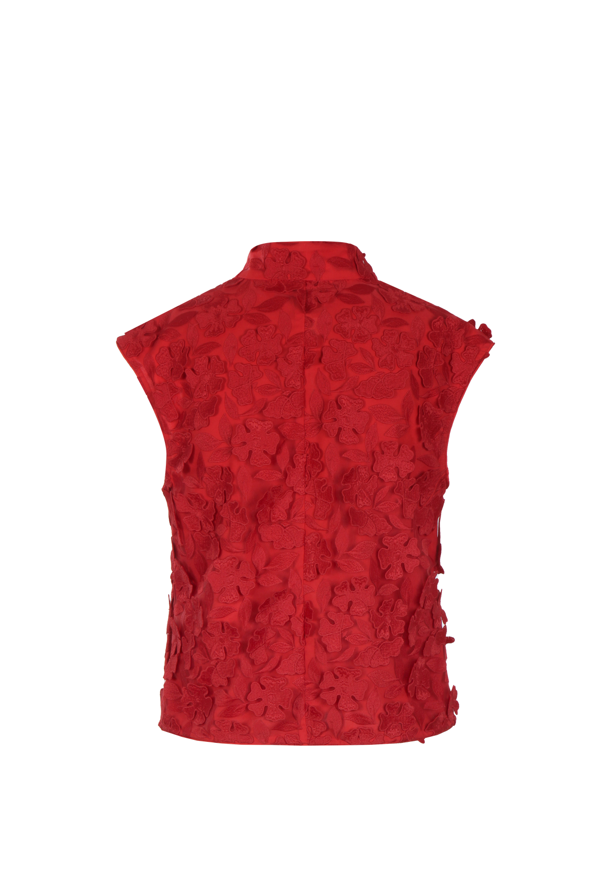 Scarlet Bloom Appliqué Vest
