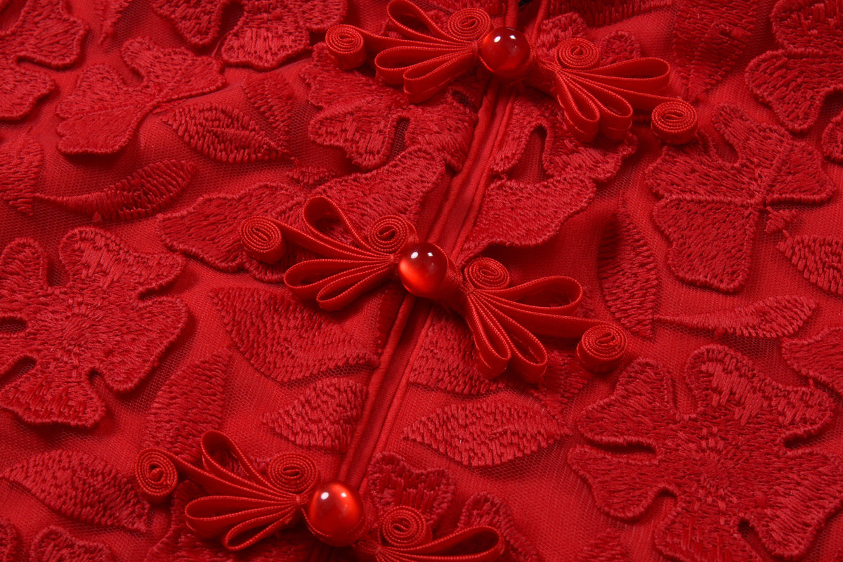 Scarlet Bloom Appliqué Vest