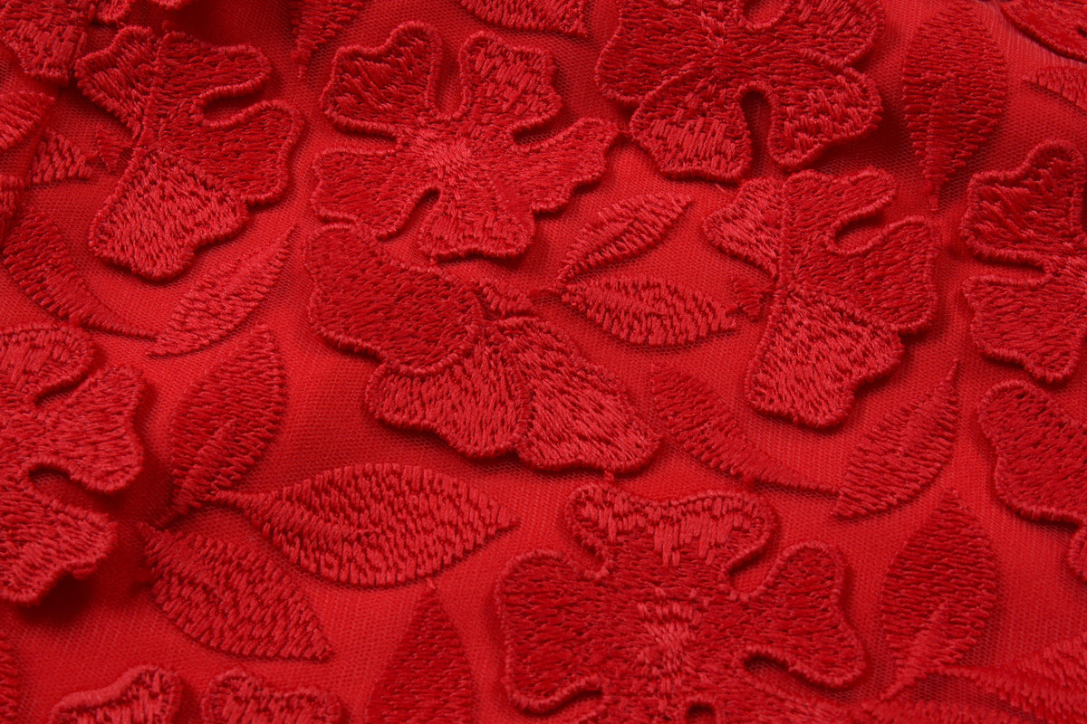 Scarlet Bloom Appliqué Vest