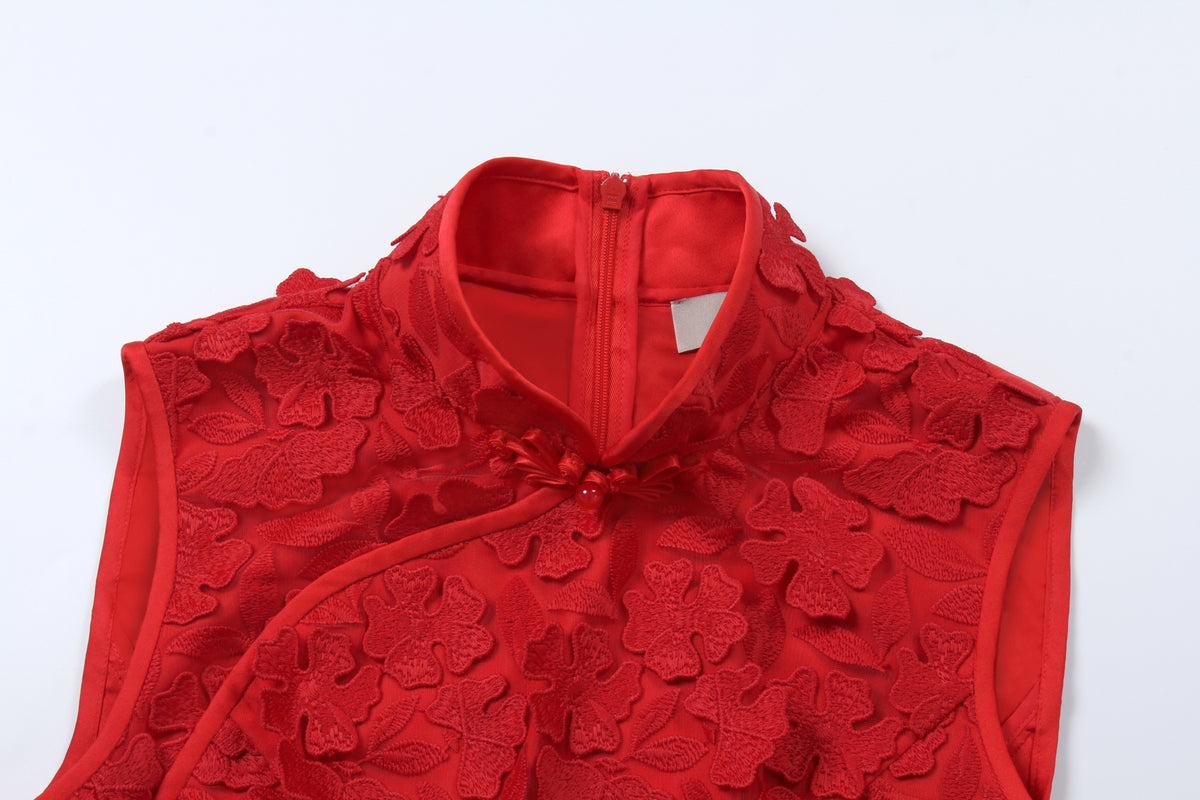 Scarlet Bloom Cheongsam Dress