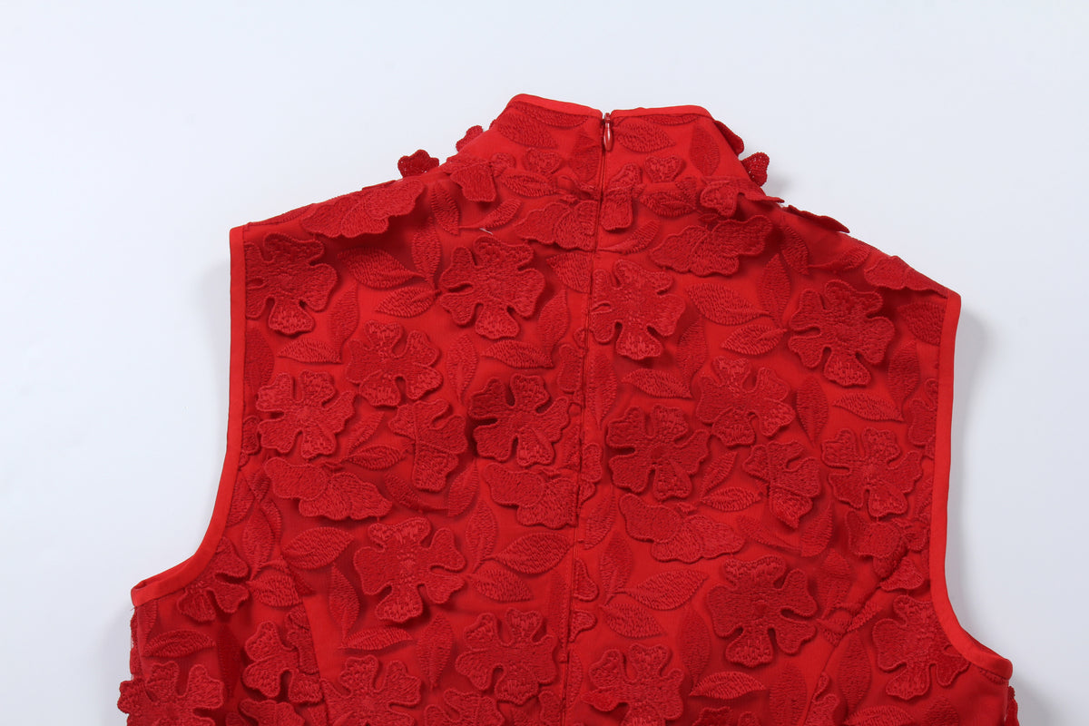 Scarlet Bloom Cheongsam Dress