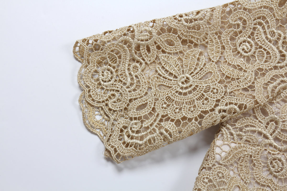 Champagne Lace Ribbon Dress