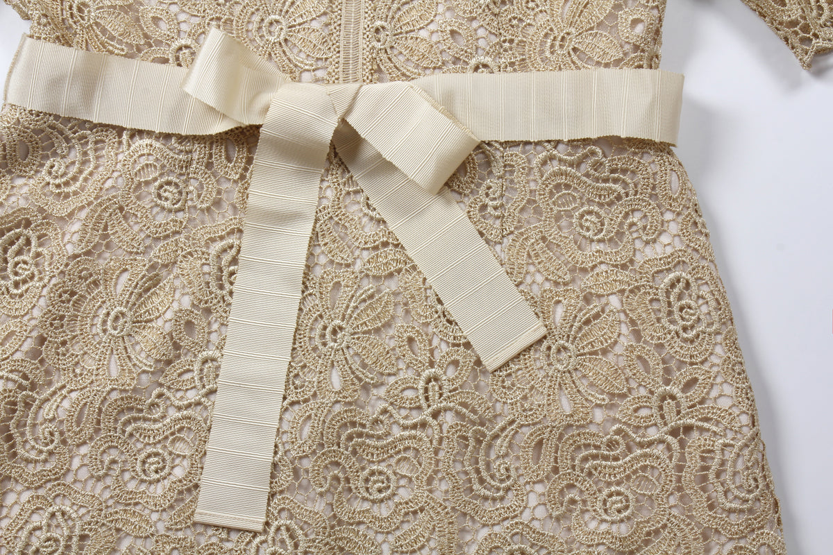 Champagne Lace Ribbon Dress