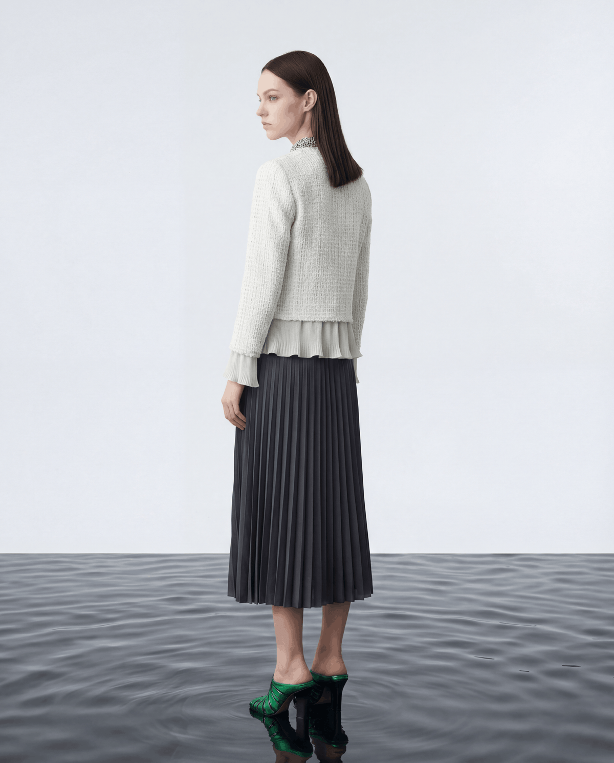 Crème Dentelle Chiffon Jacket