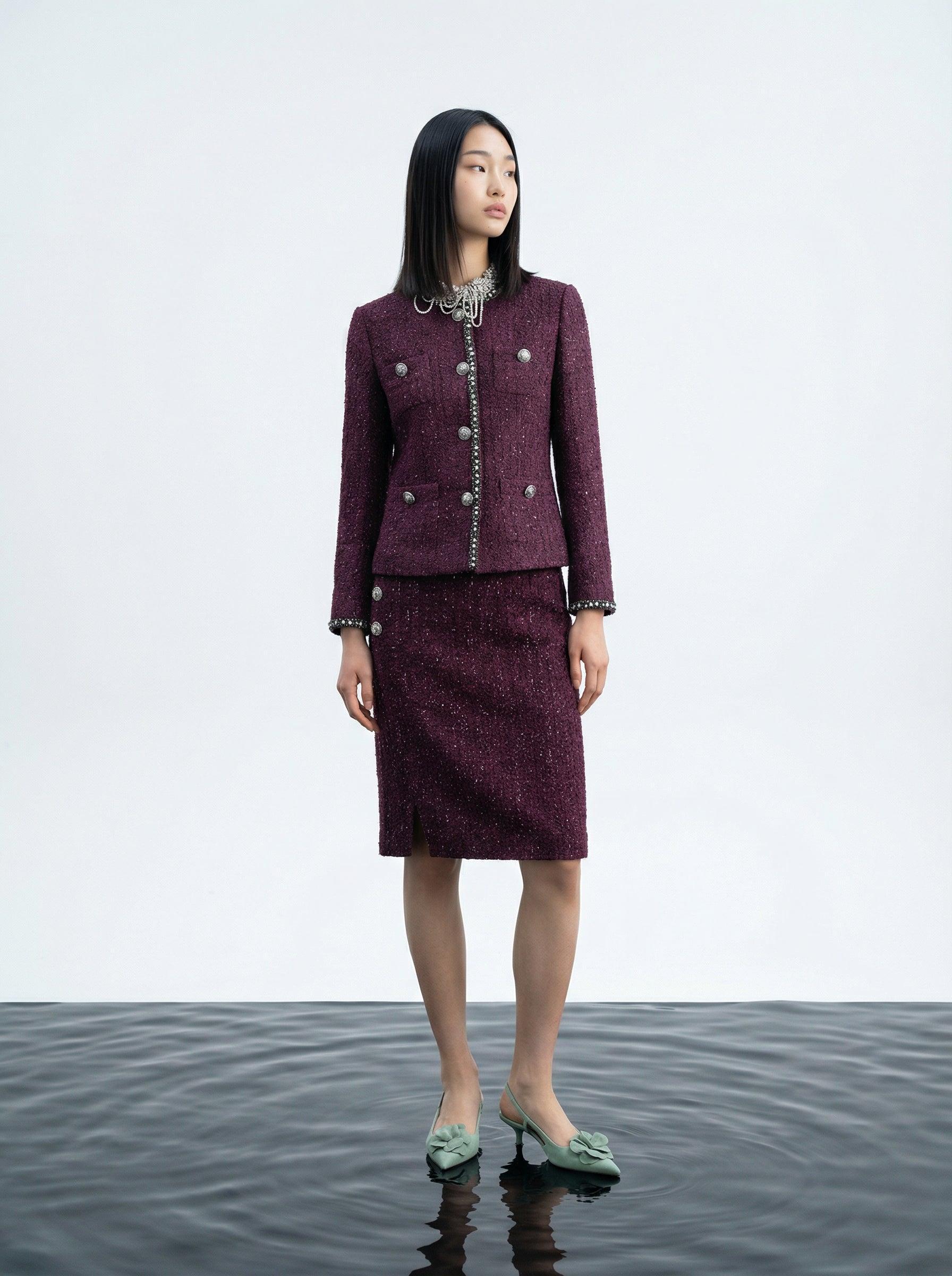 Bordeaux Bijou Trim Jacket
