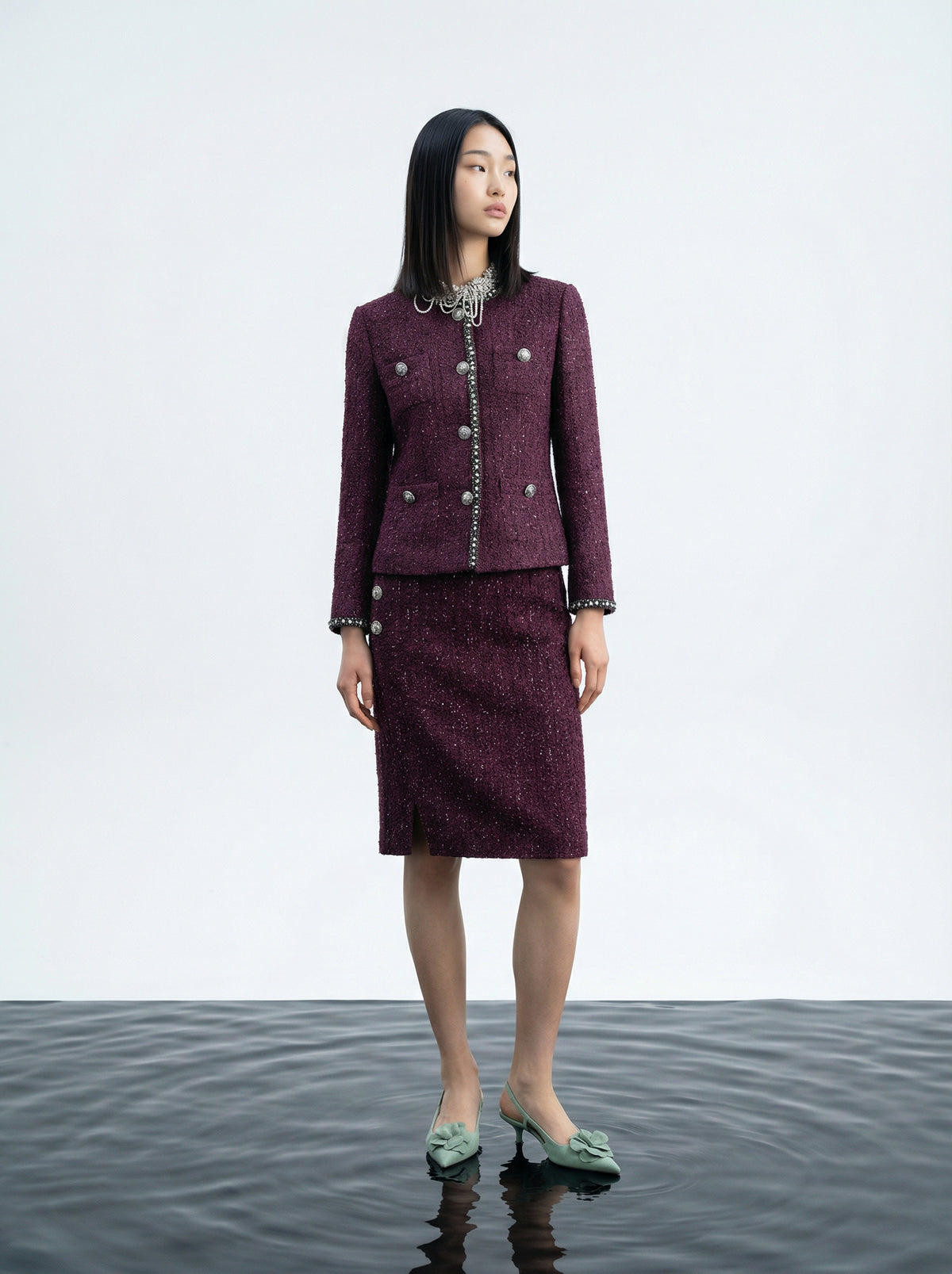 Bordeaux Bijou Trim Jacket