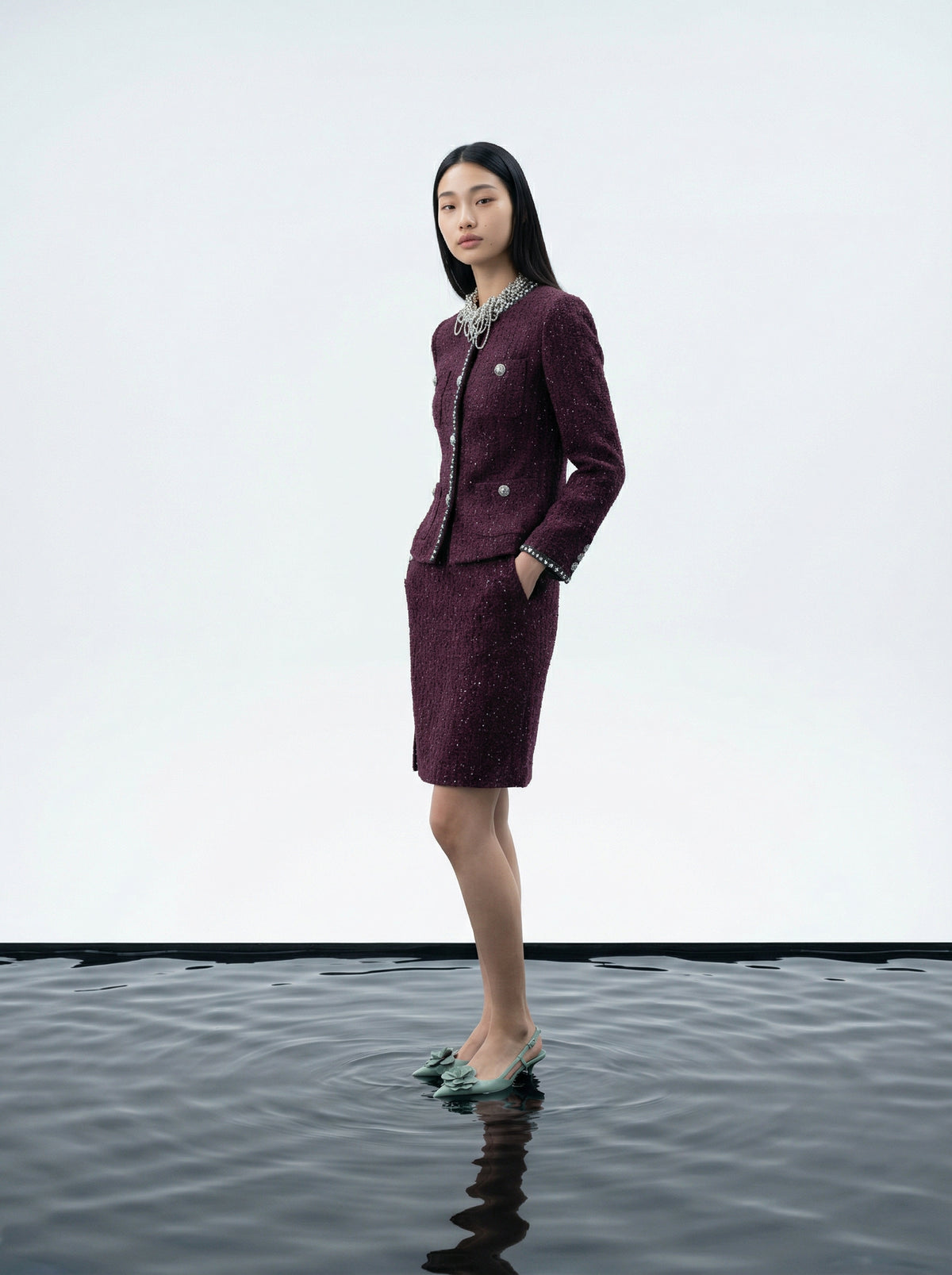Bordeaux Bijou Trim Jacket
