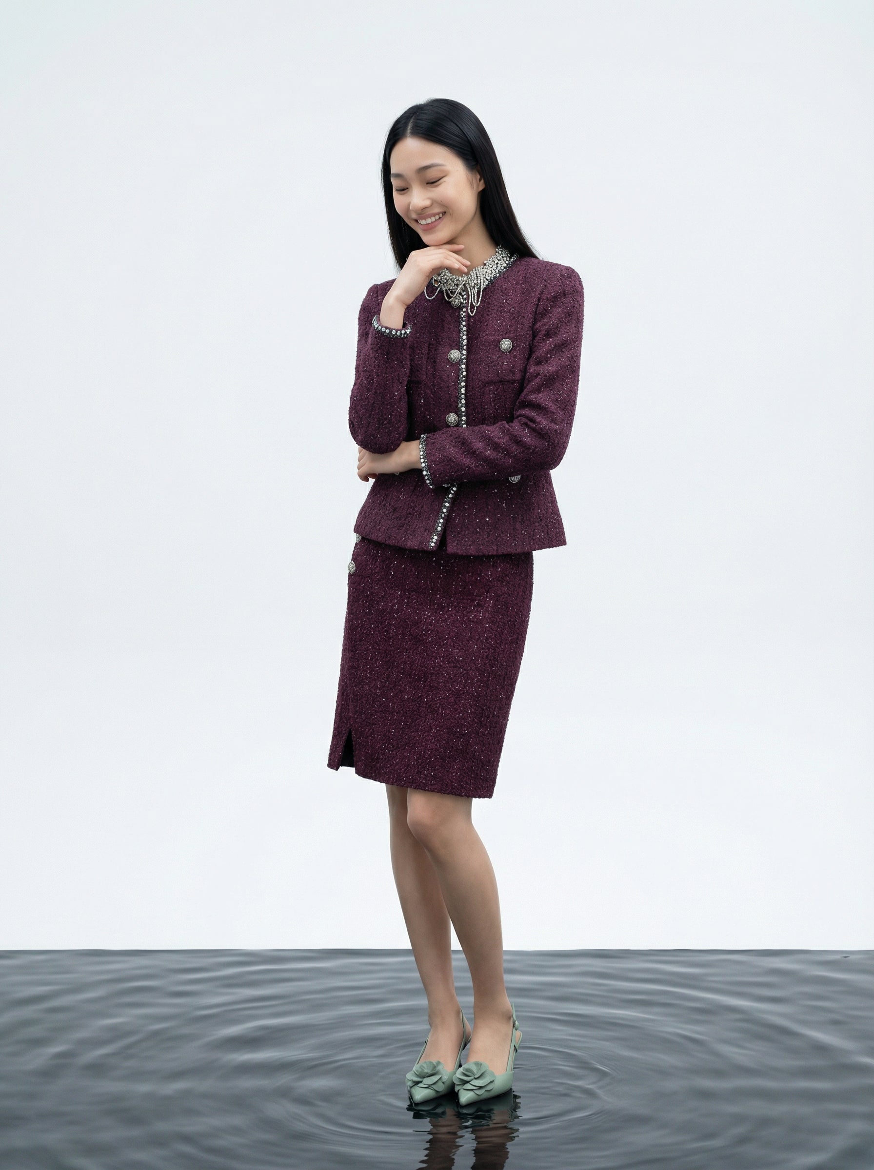 Bordeaux Bijou Trim Jacket