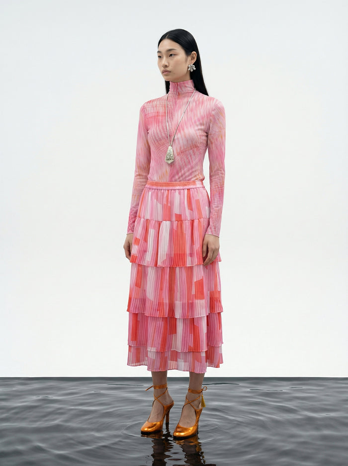 Ripple Bloom High-Neck Top