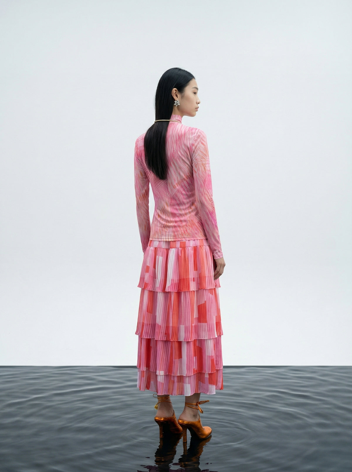 Fuchsia Flux Tiered Skirt