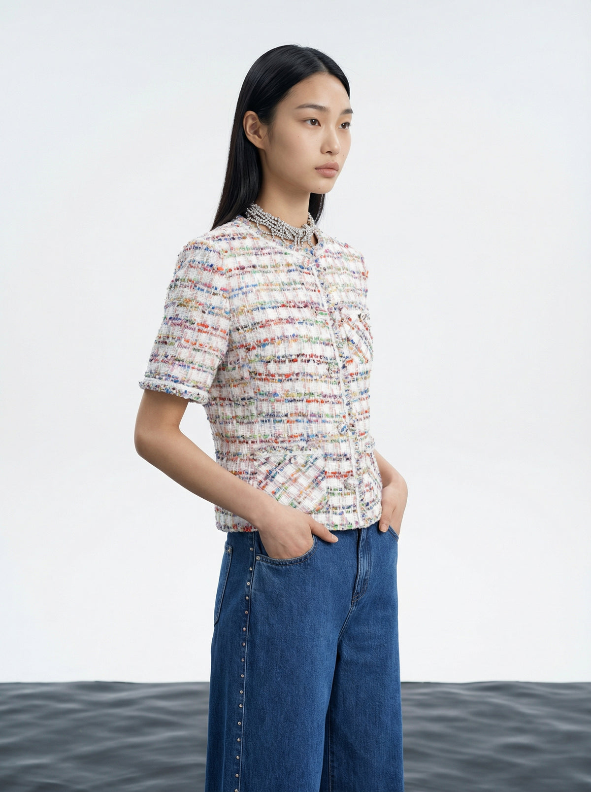 Chromatic Weave Tweed Jacket