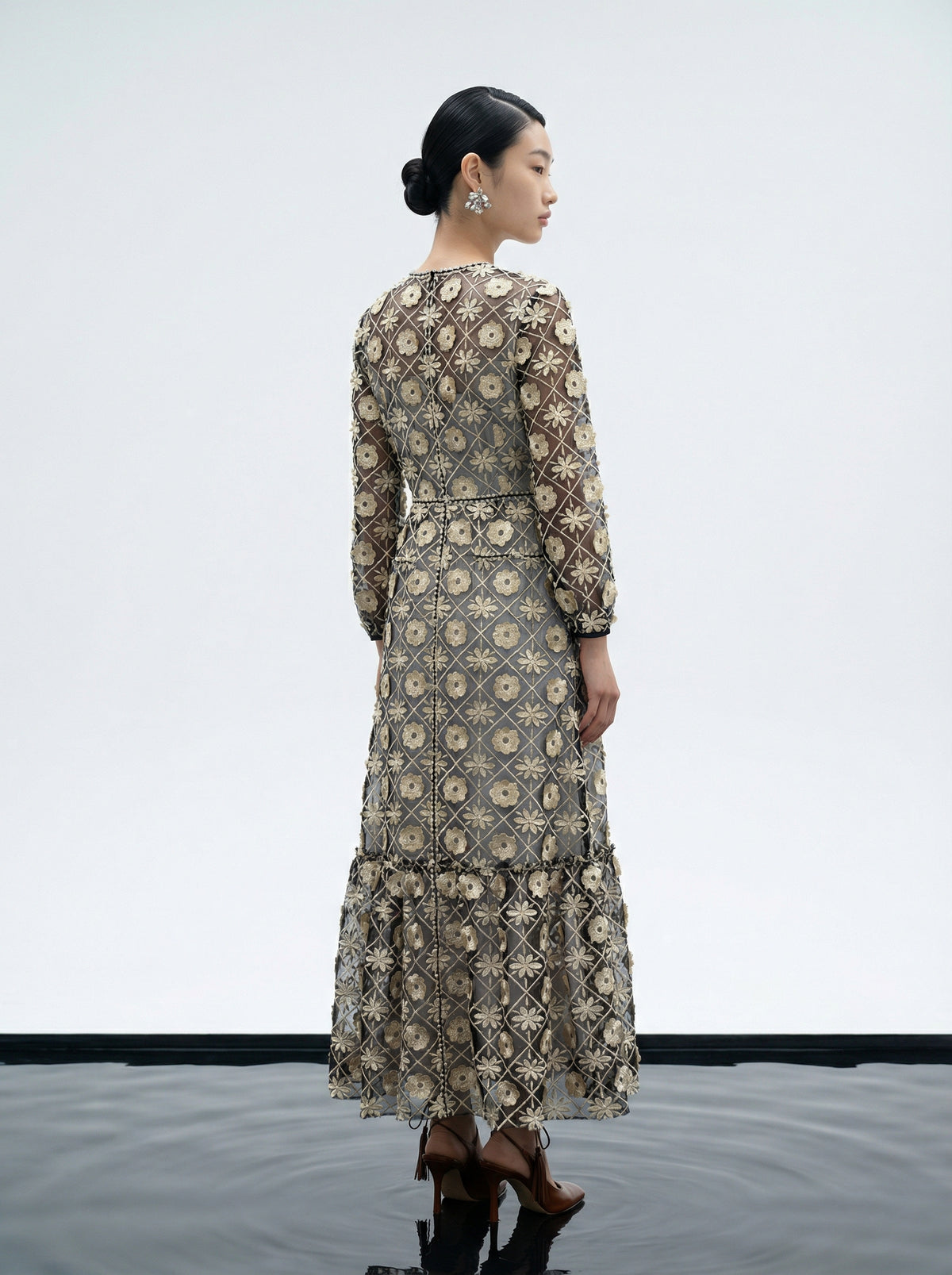 Midnight Bloom Embroidered Gown