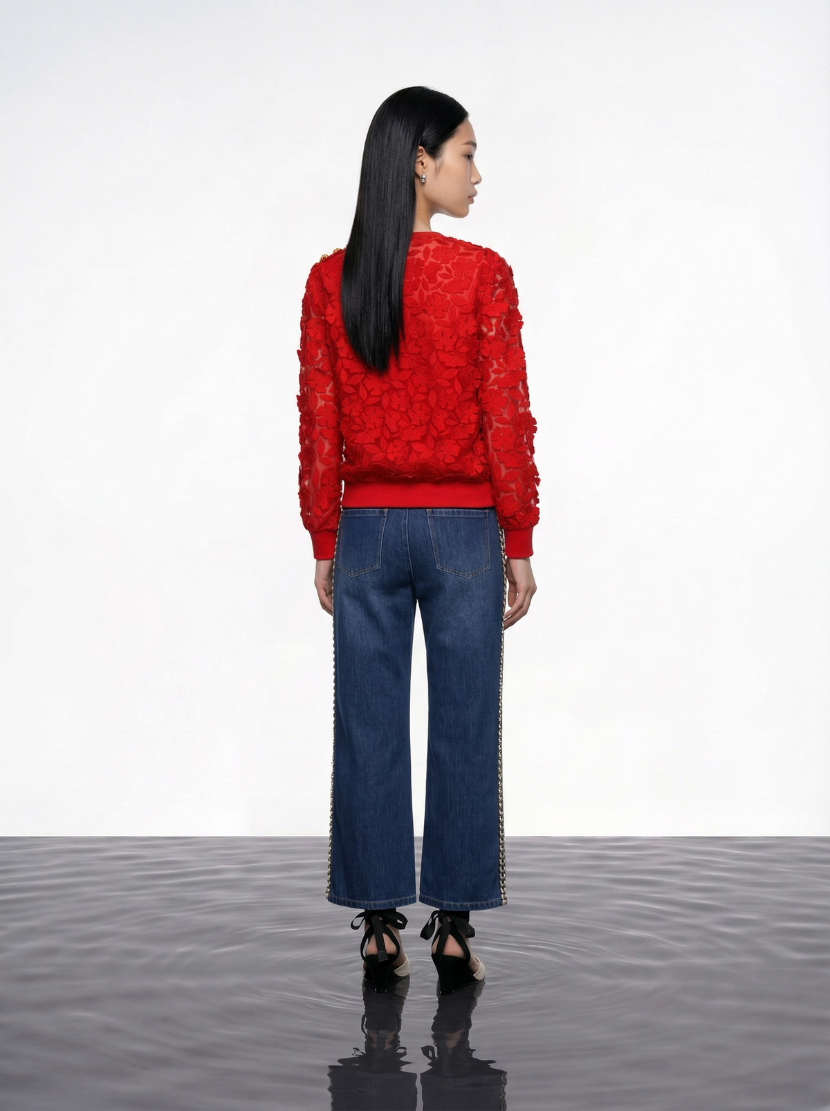 Scarlet Bloom Embellished Top