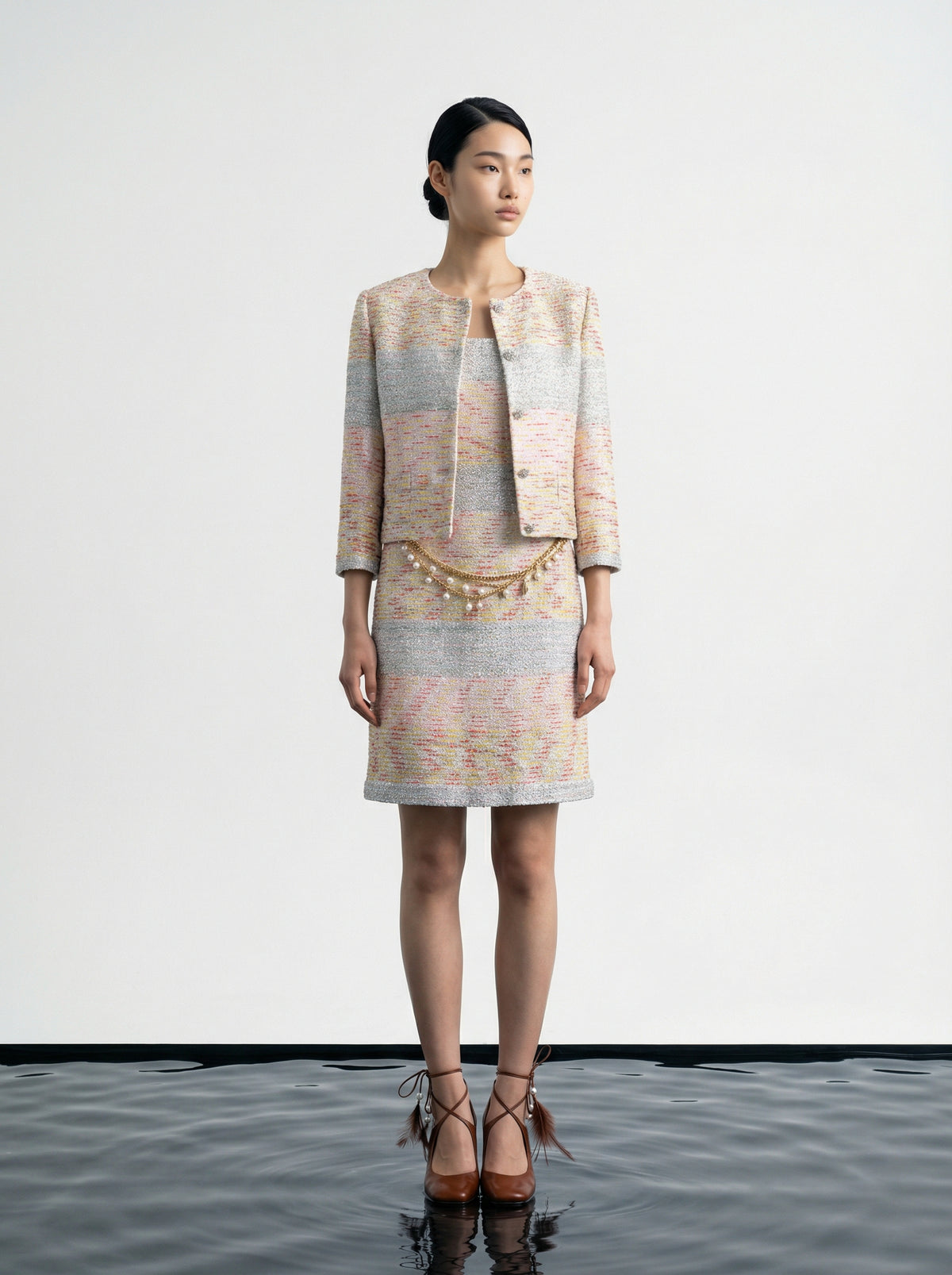 Starlight Stripe Multicoloured Tweed Dress