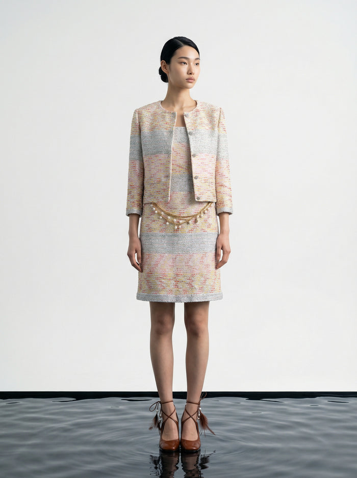 Starlight Stripe Multicoloured Tweed Dress