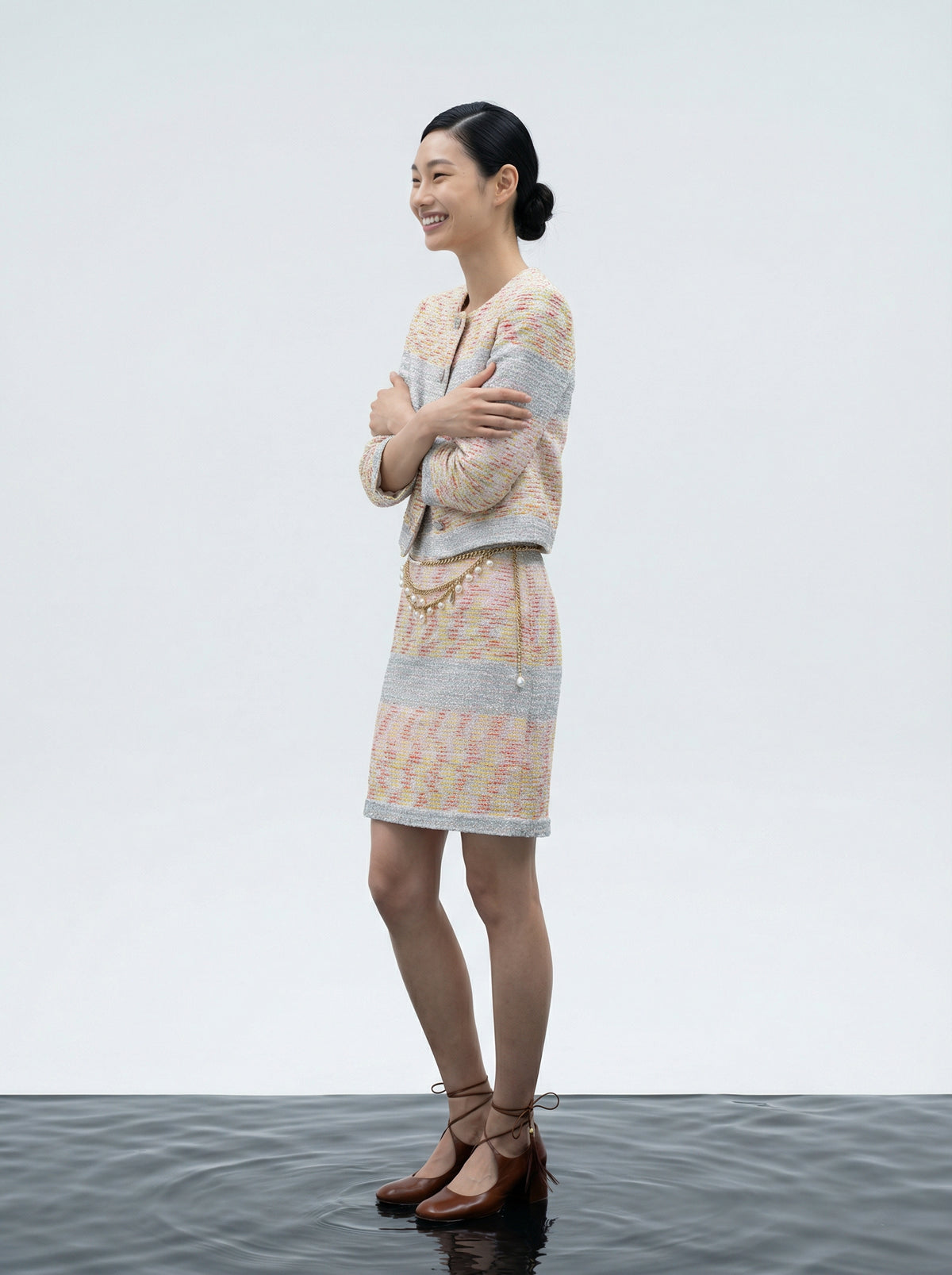 Starlight Stripe Multicoloured Tweed Dress