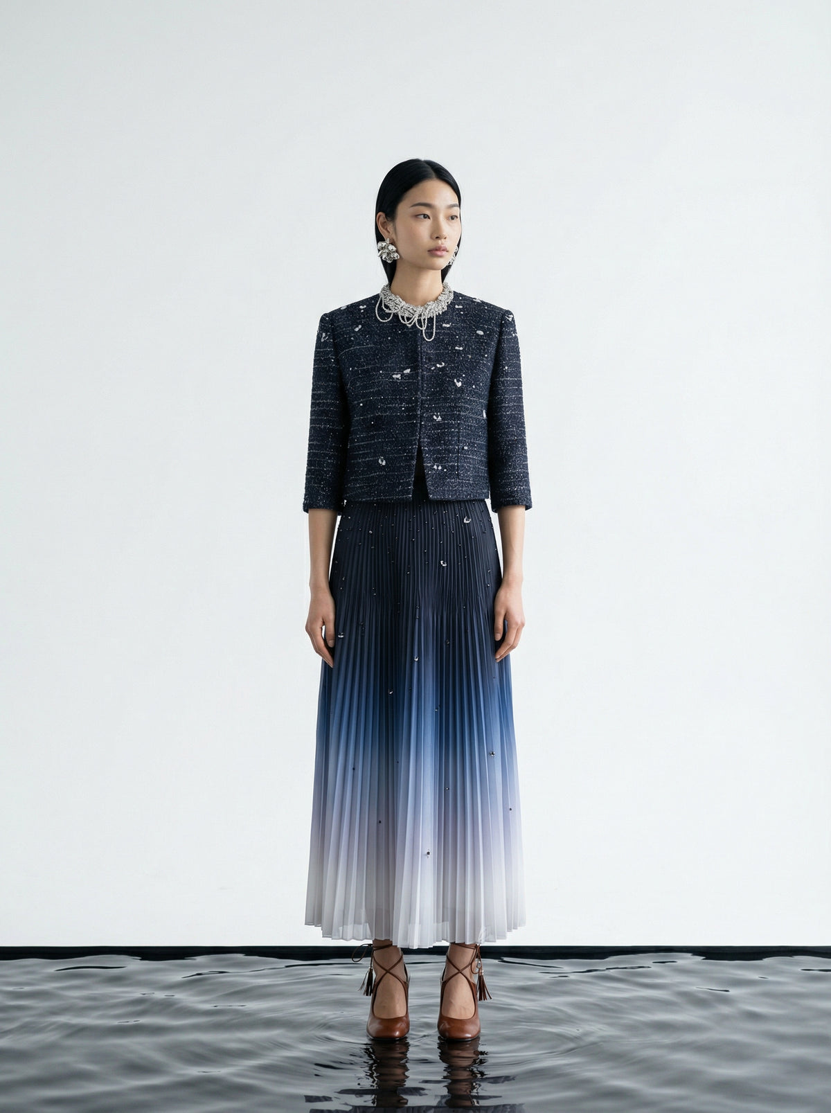 Snowdrop Ombre Pleated Skirt