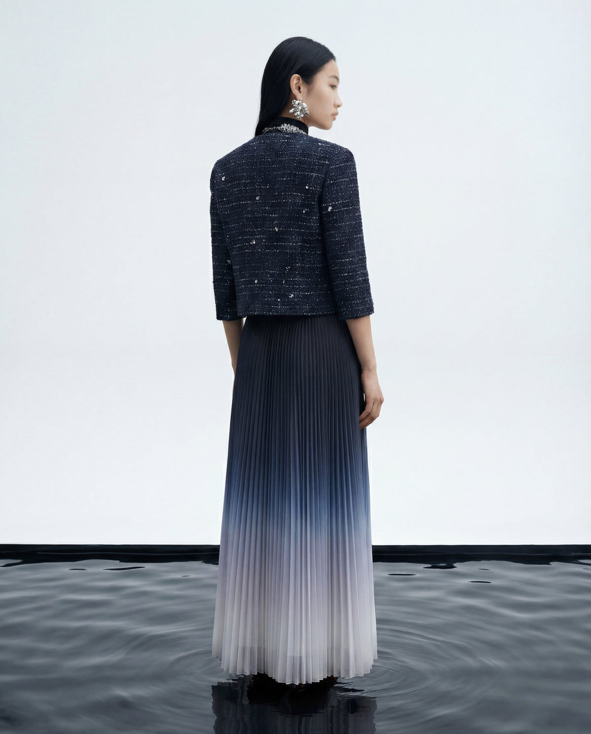 Snowdrop Ombre Pleated Skirt