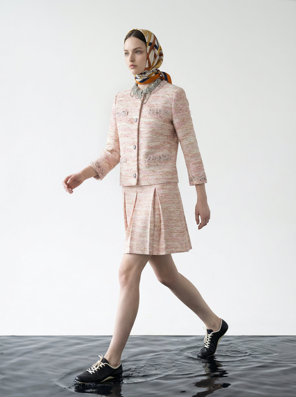 Baby Pink Weave Tweed Jacket