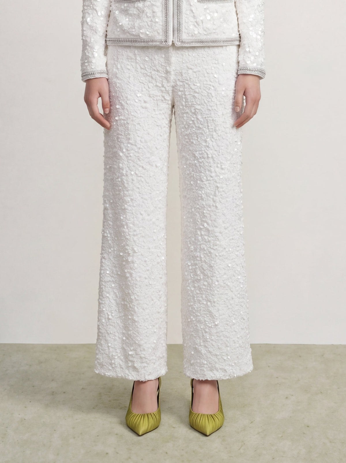 Ivory Structure Wide‑Leg Pants